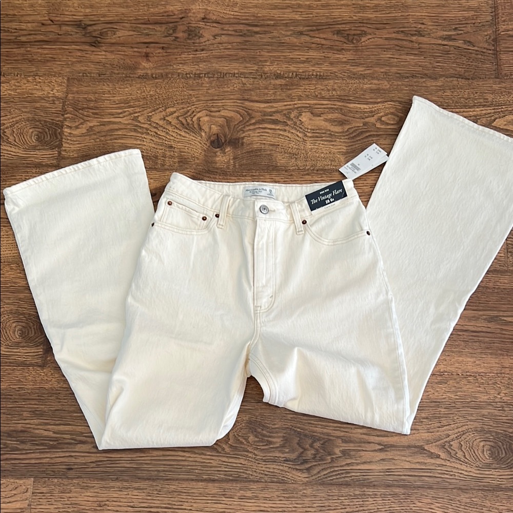 Abercrombie & Fitch Cream Flare Jeans